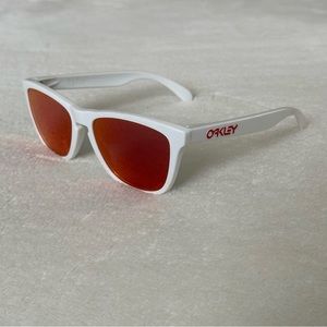 Oakley Frogskin Sunglasses in Polished White Frame with Ruby Iridium lenses